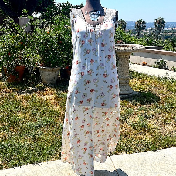 Vintage Laura Ashley White floral maxi slip dress vintage 90’s summer dress szM - Picture 13 of 14